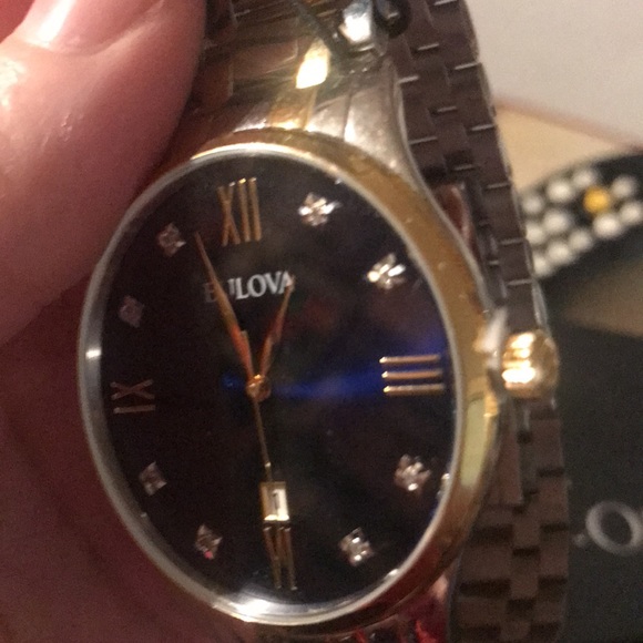 Brand New w/Box 3 Tone Bulova Sapphire Blue Dial w/sparkling Diamonds 💎 $495 - Picture 5 of 6